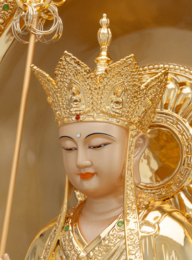 铜著金嵌钻娑婆三圣佛像摆件