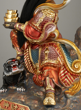 武财神赵公明神像树脂金缕彩中路财神赵元帅神像供奉赵公明摆件
