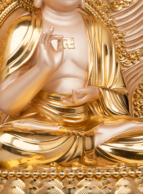 树脂贴金七佛五方佛像供奉摆件