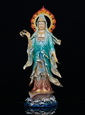 一叶观音佛像台湾铜彩绘