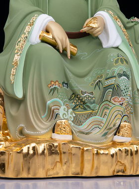 黄铜锦绘中式药王爷摆件