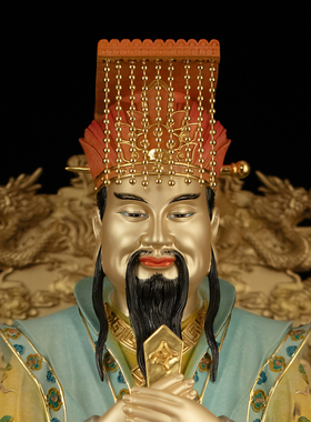 铜铸玉皇大帝西王母供奉摆件