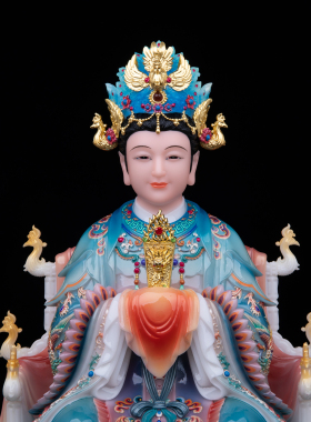 龙椅碧霞元君神像汉白玉泰山奶奶眼光送子娘娘祝福泰山娘娘摆件