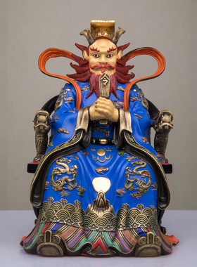 龙王爷神像台湾祥狮铜彩绘摆件