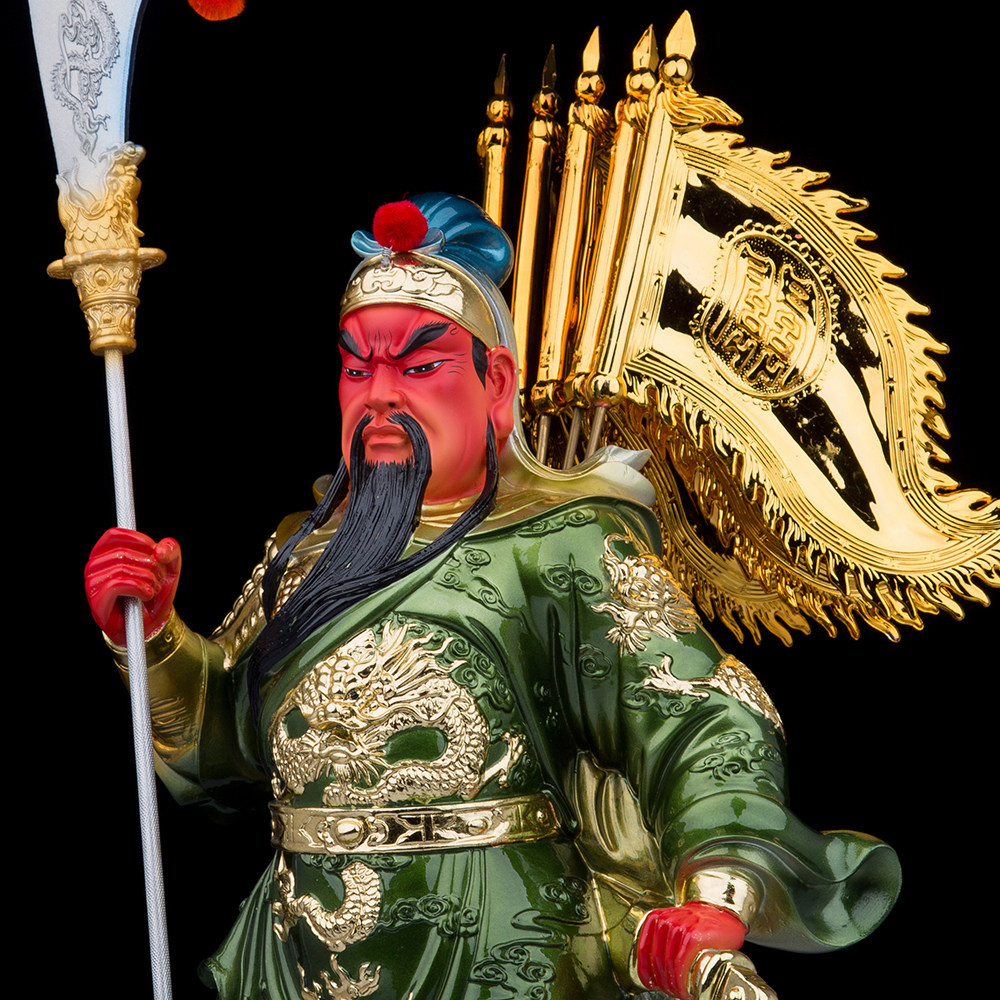 了凡居树脂剑指关公神像站九龙关公武财神关羽家居开业礼品摆件