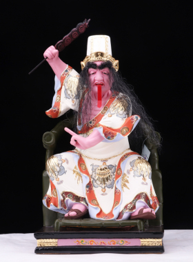 七爷八爷黑白无常木雕神像摆件