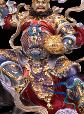 台湾铜彩武财神赵公明神像摆件