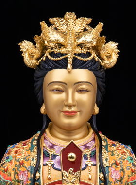 铜碧霞元君神像家用供奉祝福摆件东岳泰山老奶奶圣母泰山娘娘铜像