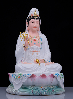 艺术玉瓷中式鸿福观音摆件