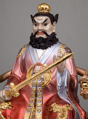 全铜珐琅镶金张天师摆件