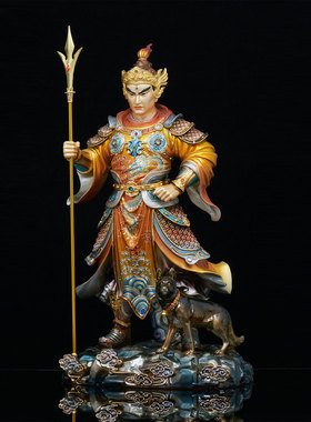 铜二郎神杨戬神像家用供奉二郎显圣真君哮天犬灌口二郎神佛像摆件