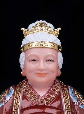 仿汉白玉山神公婆神像供奉摆件