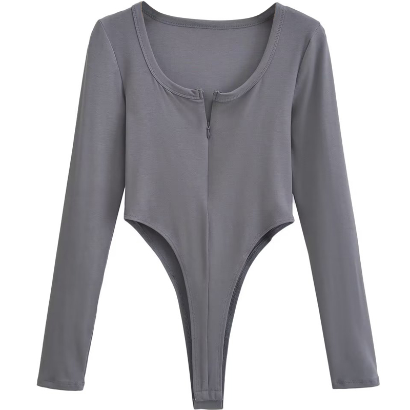 和小安辣妹性感露腰连体衣女欧美春显瘦纯欲上衣内搭打底长袖T恤 - 图3