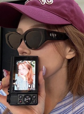 显脸小时尚百搭高级感白色猫眼太阳镜小红书网红女潮夏季遮阳墨镜