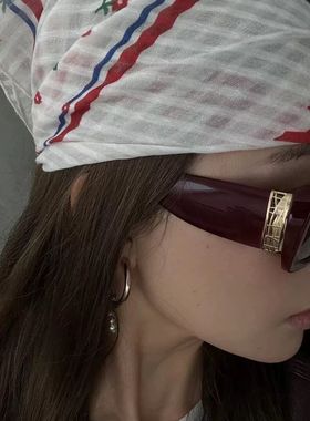 新款法式墨镜方形宽边太阳镜网状金属镂空侧边镜腿高级眼镜遮阳女