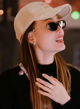 gm墨镜女2025年新款椭圆形猫眼jennie同款太阳镜金属镜腿高级感潮