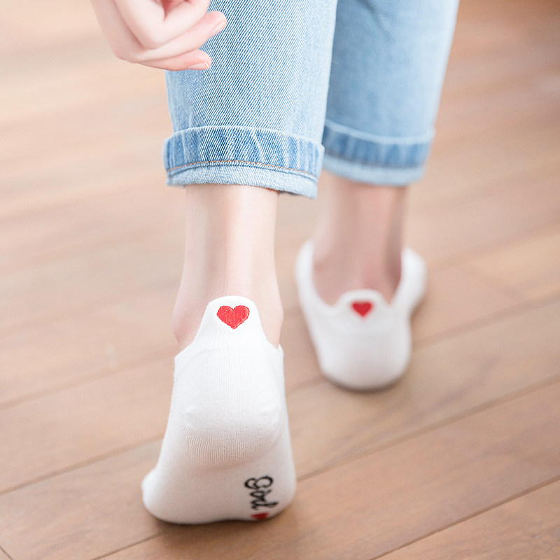 夏季浅口韩版纯棉爱心低帮ins船袜 茜格米短袜/打底袜/丝袜/美腿袜