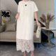Style loose and versatile short-sleeved patchwork lace dress