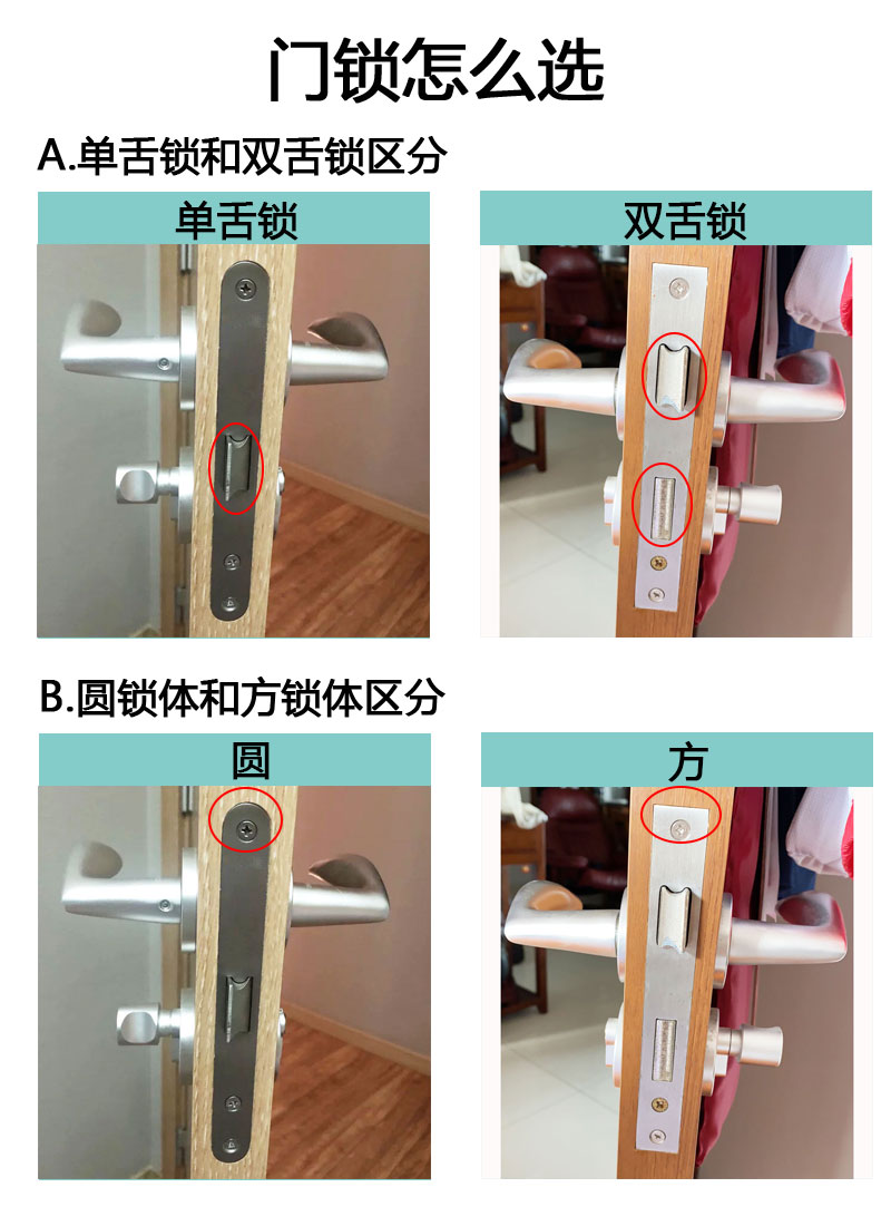 卡维图7250单舌双舌太空铝门锁简洁家用通用沙白万科室内分体门锁 - 图0