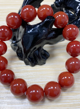【大佬同款】卡14mm天然宝石级满肉保山柿子红玛瑙南红手串单圈