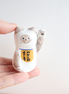 日本陶土祝福日式招财猫摆件
