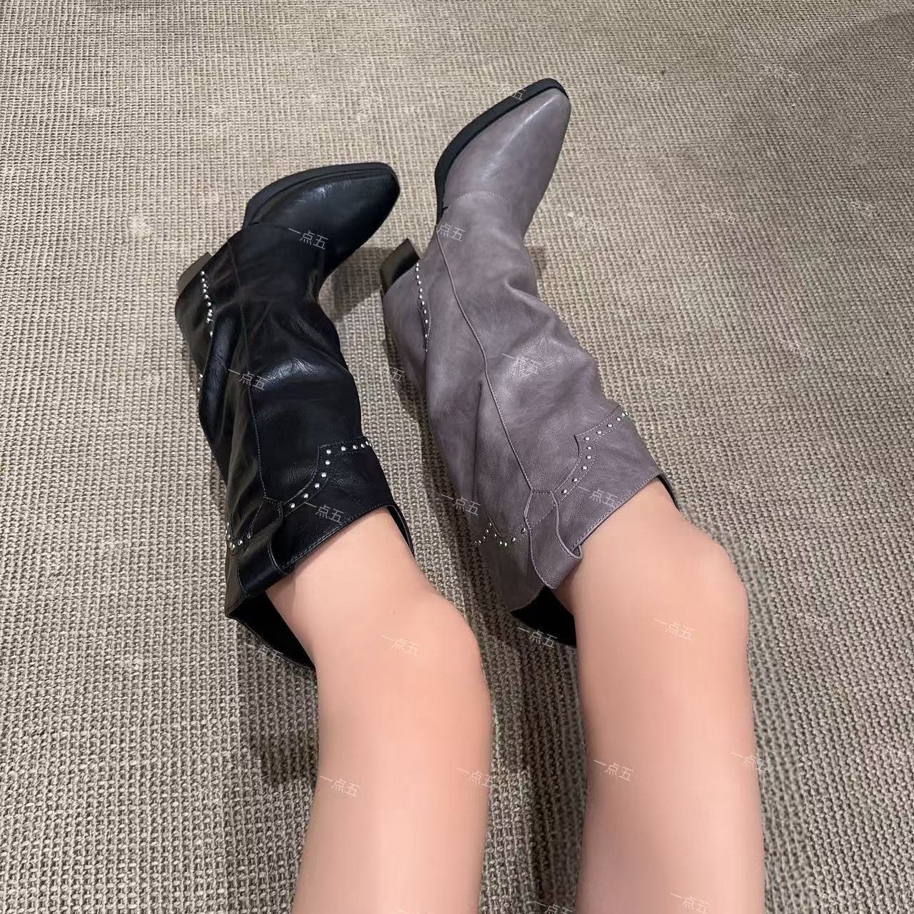 一点五隐形增高14CM女士长靴真皮高跟鞋子经典百搭西部靴,淘宝优惠券,粉丝福利购,淘宝优惠卷