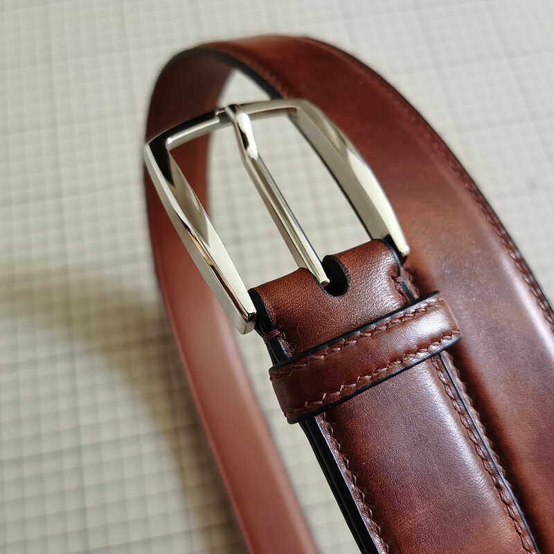 意大利进口MUSEUM CALF博物馆擦色小牛皮商务休闲手工腰带皮带