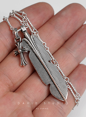 davids925纯银羽毛项链