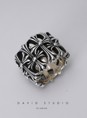 david墓葬s925纯银重叠情侣指环