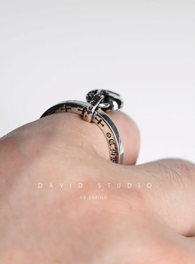 纯银吊坠爱心情侣做旧戒指刻字