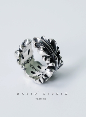 davidstudio925纯银十字架戒指