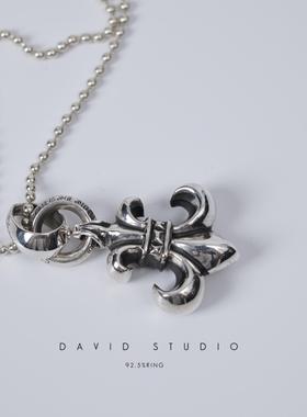 纯银船圆珠经典朋克做旧吊坠