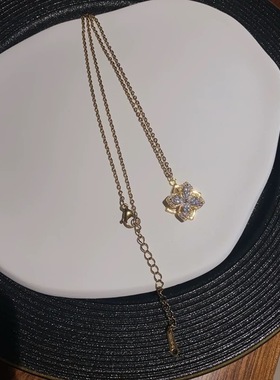 可旋转的花朵项链女款2025新款钛钢不掉色女士气质颈链夏天锁骨链