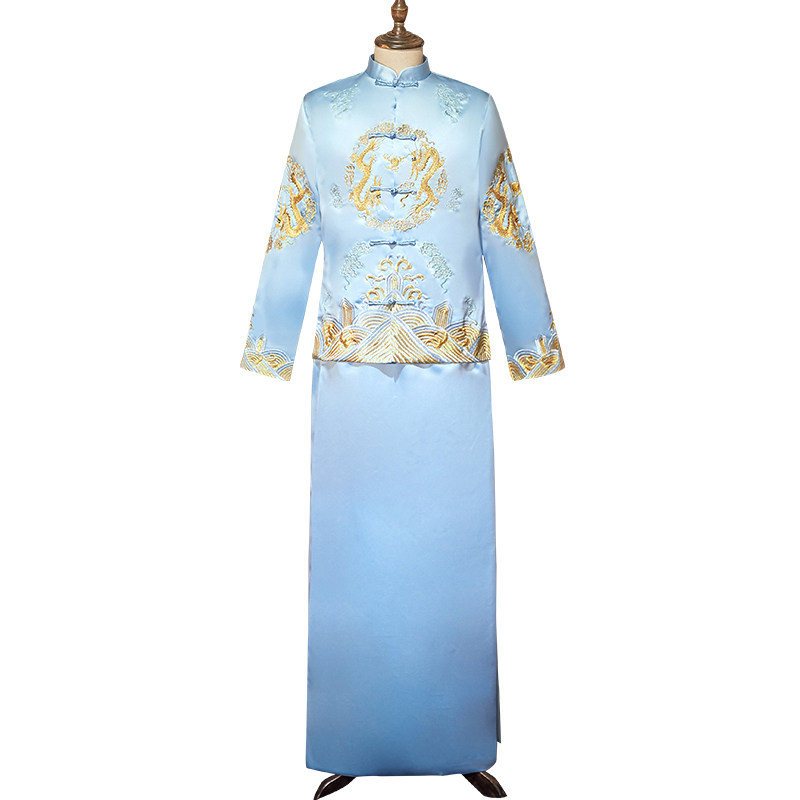 蓝色秀禾服孔雀新郎2020 焦点红颜旗袍