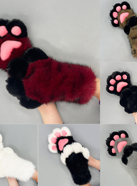 跨境furry毛绒兽爪手套网红表演cos爪子派对聚会福瑞兽装猫爪手套
