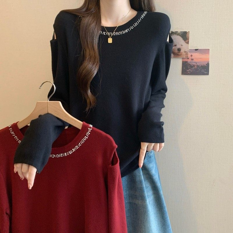 实拍~ 大码胖MM秋冬新款过年红重工钉钻长袖套头上衣毛衣,淘宝优惠券,粉丝福利购,淘宝优惠卷