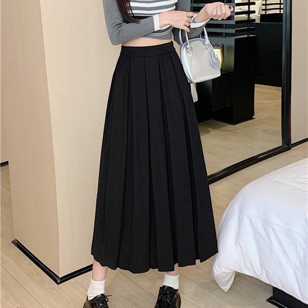 实拍早秋百褶裙胖MM减龄A字裙别致设计感半身裙夏季中长裙纯色,淘宝优惠券,粉丝福利购,淘宝优惠卷