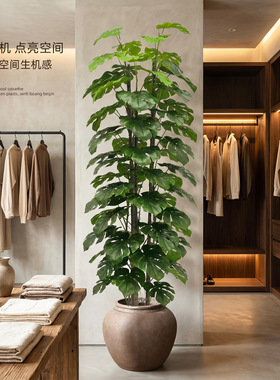 龟背竹仿真绿植高端轻奢客厅室内仿生假花树大型落地盆栽装饰摆件