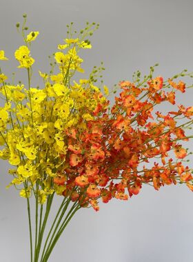 橙色跳舞兰单枝仿真花文心兰样板房装饰婚庆插花花艺假花婚庆装饰