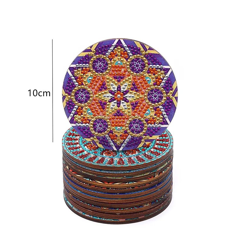 12pcs Diamond Art Coasters With Holder Diy Mandala Pattern S - 图2