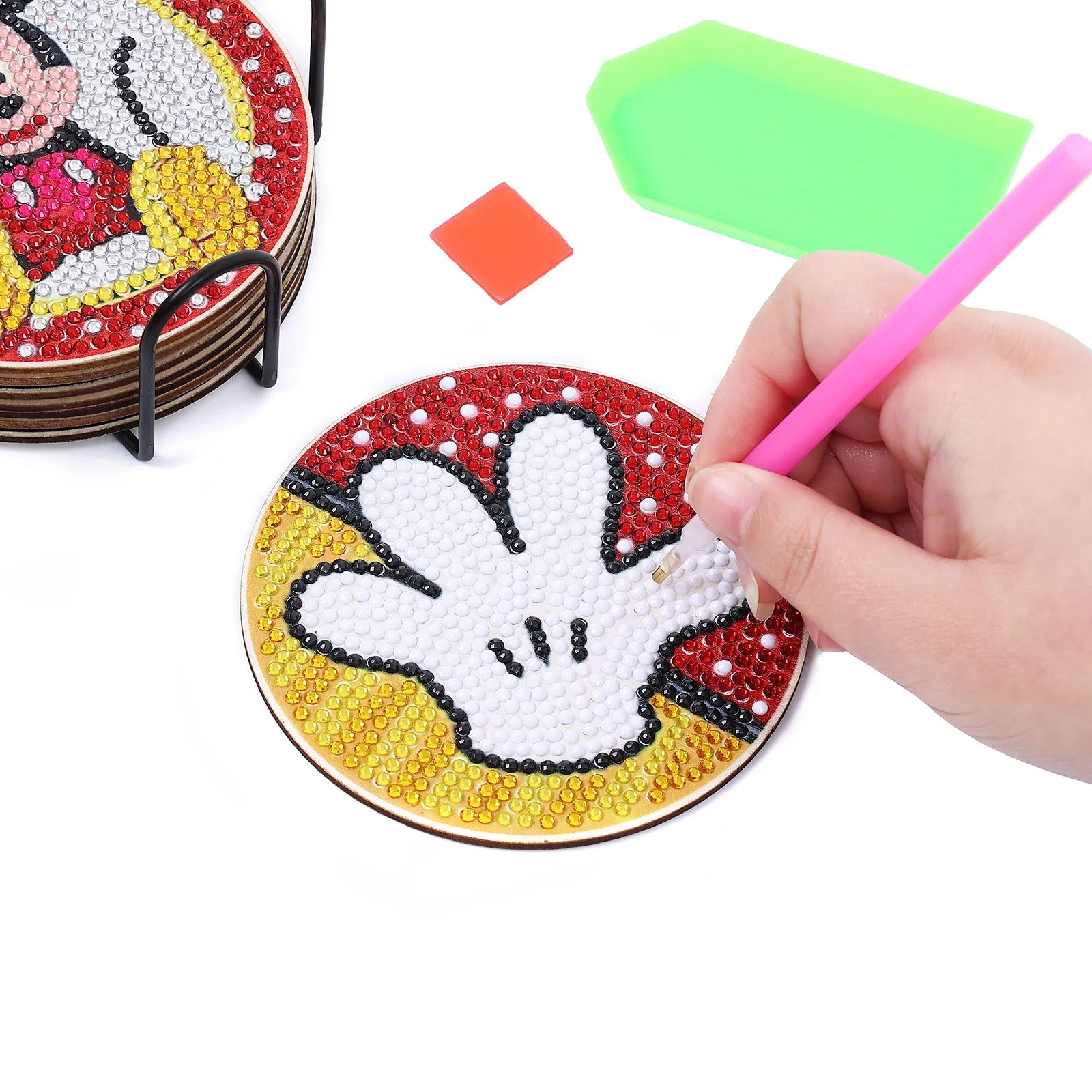 1-8Pcs Disney Diamond Painting Coasters DIY Stitch Mickey Mo - 图3