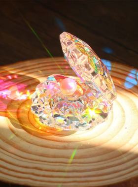 太阳捕手珍珠贝壳阳光棱镜水晶摆件珍珠生日礼物装饰解压创意饰品