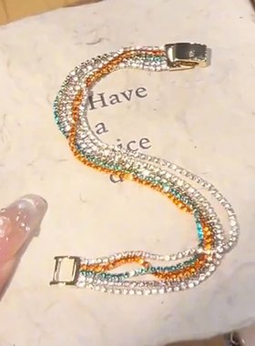 超仙爆闪渐变紫色手链闺蜜森系高颜值ins小众设计多巴胺多层手饰