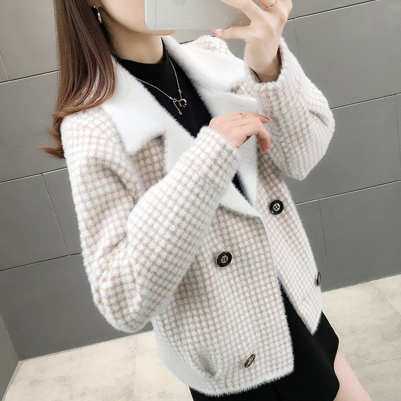 女士毛衣短外套2020年新款水貂绒 缪时短外套