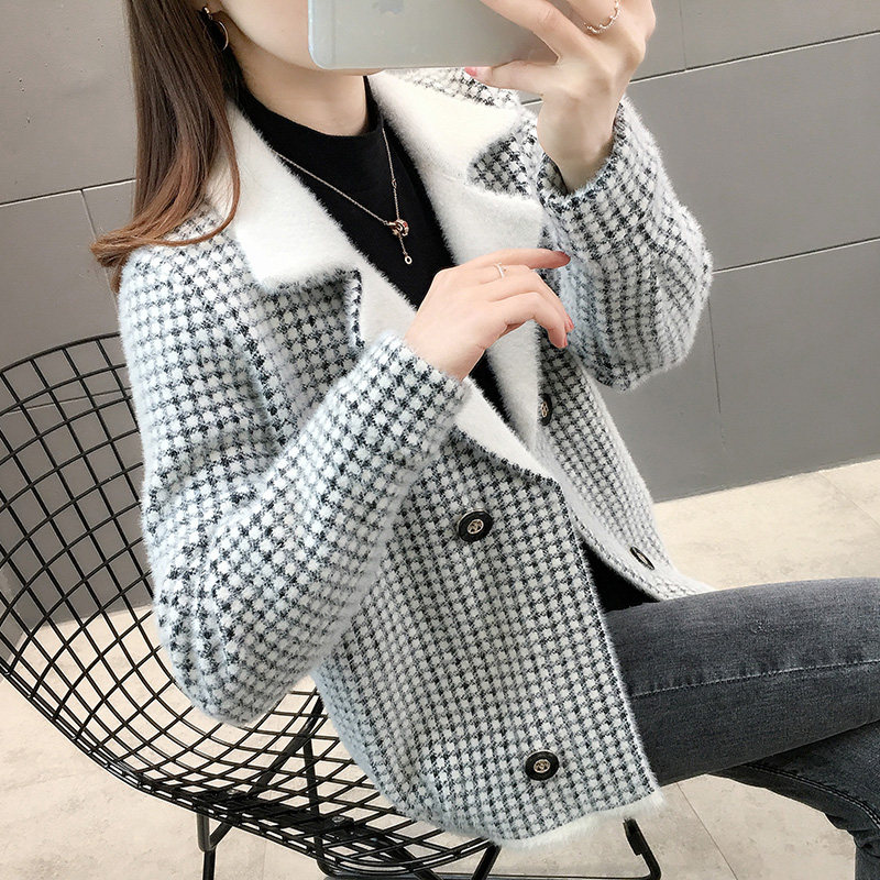 女士毛衣短外套2020年新款水貂绒 缪时短外套