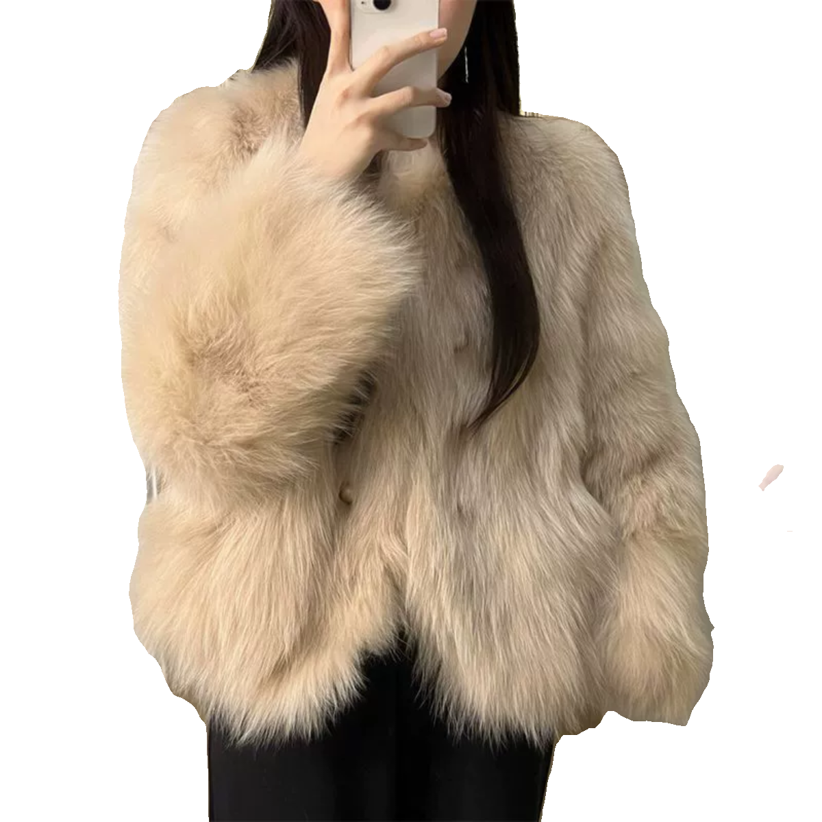 2025新款仿狐狸毛年轻款皮草外套女冬季短款V领网红毛毛大衣显瘦,淘宝优惠券,粉丝福利购,淘宝优惠卷