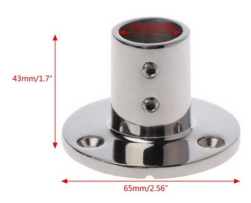 不锈钢船手海洋轨道配件90度0.98“（25毫米）圆形底座硬件船用扶-图0