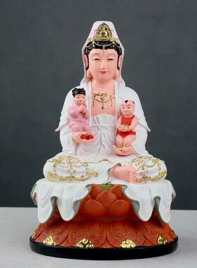 新款树脂双子观音送子观音娘娘神像家用供奉注生娘娘彩绘树脂摆件