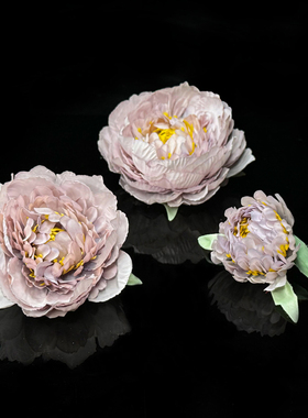牡丹花头饰  汉服头花发夹 绢花假花仿真花唐装 红色大花朵发饰-3