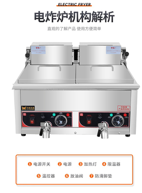 豹鼎电炸炉鸡排炸炉薯条机炸鸡炉